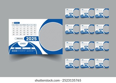 Diseño creativo de Plantilla de Vector de presentación de calendario de negocios Corporativa llamativo 2025.