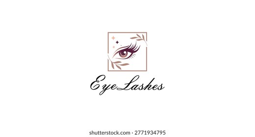 Creative eyelash beauty logo design with modern concept premium vector