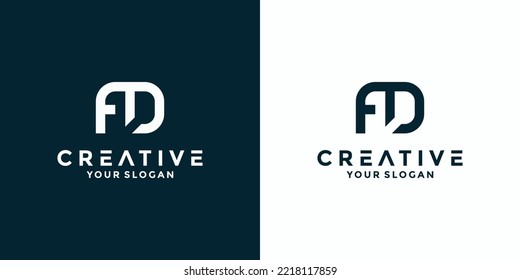 creative F D initials logo design template