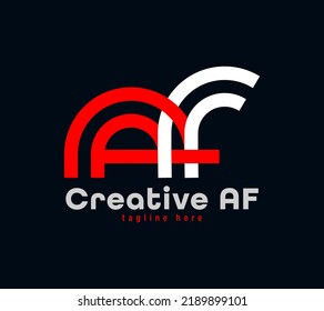 Creative A and F letter combination logo design. Linear animated corporate sports logo. Unique custom minimal design template vector illustration