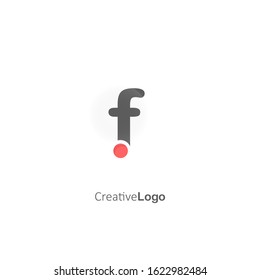 Creative F Letter Logo with Dot. Design Vector Logo Template.