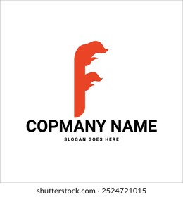 Creative F letter logo with red fire elements for a bold and modern brand identity