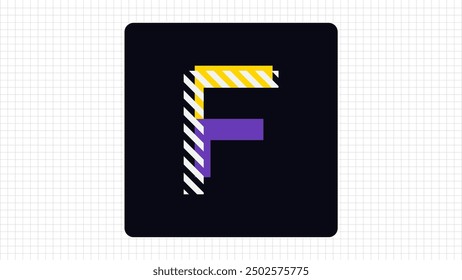 Creative F Letter Vector Colorful Logo, Stylish Cut Lines Logo Sign F Letter, F Character Logo Symbol