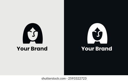 Creative Face and Head Woman Logo. Beauty Woman Icon logo, Minimalist Style. Women Logo Icon Symbol Vector Design 