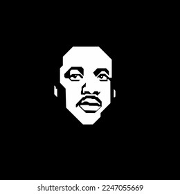 Creative face logo design of Martin Luther King. Black and white hand drawn Vector Portrait.