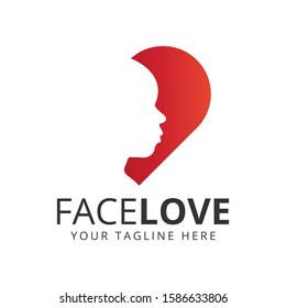 Creative face love logos. heart face template logo.