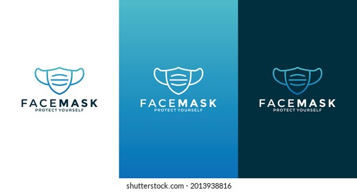 creative face mask line art logo design for your business health, medical,