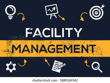 Creative (facility management) Banner Word with Icons, Vector illustration.
