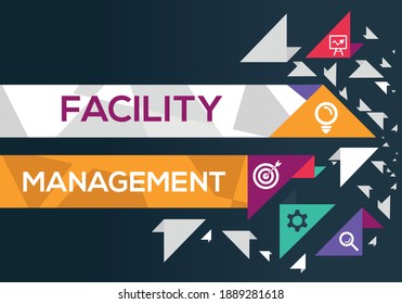 Creative (facility management) Banner Word with Icons, Vector illustration.
