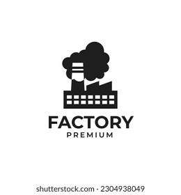 Creative factory industry smoke pollution logo design illustration idea