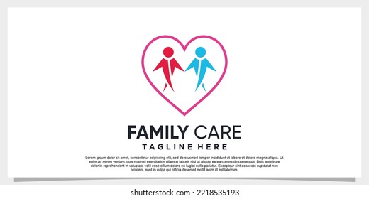 Creative family care logo and heart logo design template with unique line art style part 1