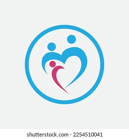 creative Family Logo Design Template on gray background- vector