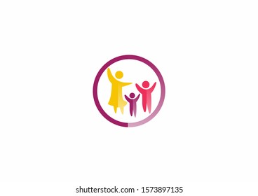Creative family vector logo design template with circle concept