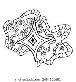 Creative fantasy doodle abstraction for coloring book, crazy surrealistic card isolated on white.