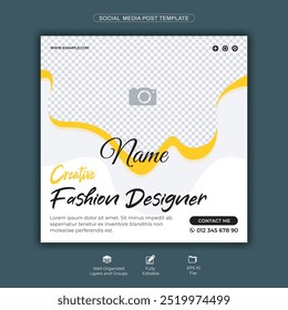 Creative Fashion Designer Social Media Post Template for Personal Branding