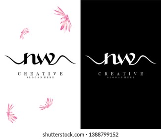 creative fashion letter nw, wn logo template vector