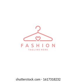 Creative fashion logo design. Vector sign with love and hanger symbol