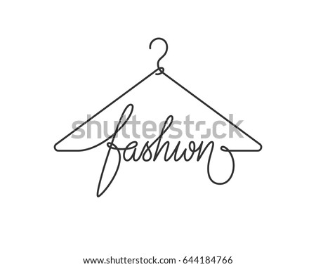 Creative fashion logo design. Vector sign with lettering and hanger symbol. Logotype calligraphy