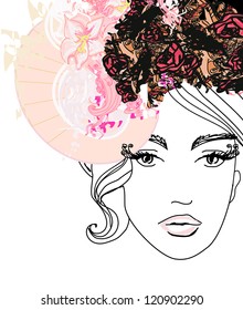 Creative fashion portrait, vector