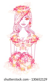  Creative fashion portrait, vector