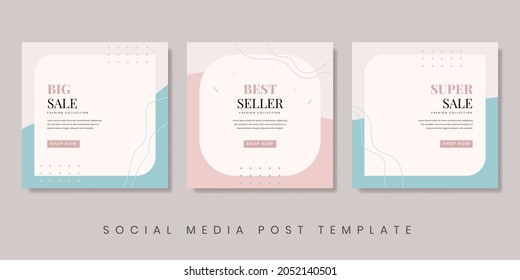 Creative fashion sale social media post template. Feminine background for brochure, flyer, banner, etc. Vector illustrator.