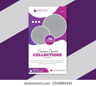 Creative fashion sale stories banner collection template design