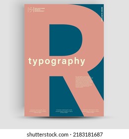 Creative fashionable poster design. Letter R. Alphabet. Template poster, banner, magazine mockup.