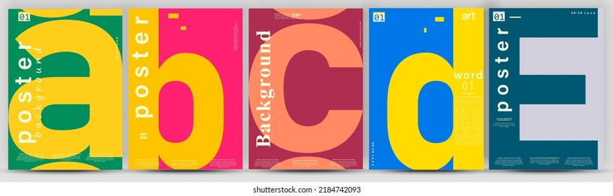 Creative fashionable poster design. Letters A,B,C,D,E. Alphabet. Template poster, banner, magazine mockup.