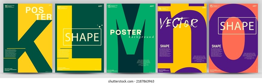 Creative fashionable poster design. Letters K,L,M,N,O. Alphabet. Template poster, banner, magazine mockup.