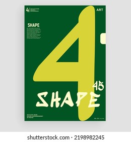 Creative Fashionable Poster Design. Number 4. Numerals. Template Poster, Banner, Magazine Mockup.