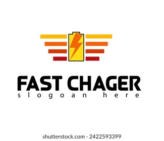 plantilla de diseño del logotipo de la batería del cargador rápido creativo y del icono de flash