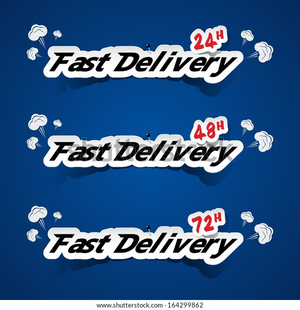 Creative Fast Delivery Banners With Smoke On\
Blue Background vector\
illustration