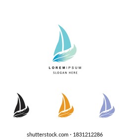 Creative father with boat combination icon logo