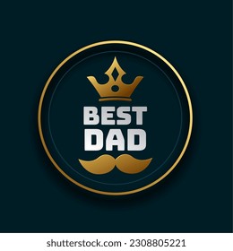 creative father's day background with golden crown and moustache vector