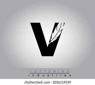 Creative Feather Black Letter Design