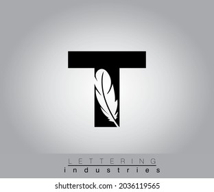 Creative Feather Black Letter Design