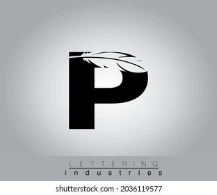 Diseño de letras negras de plumas creativas