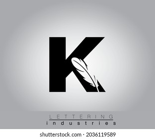 Diseño de letras negras de plumas creativas