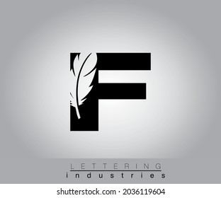 Diseño de letras negras de plumas creativas