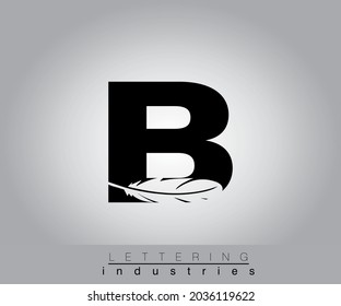 Creative Feather Black Letter Design