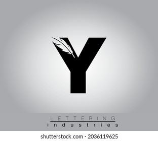 Creative Feather Black Letter Design