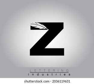 Creative Feather Black Letter Design