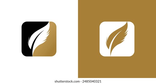 Creative feather logo design with unique concept , premium vector