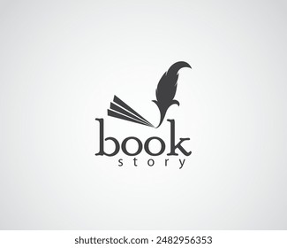 Kreativer Federstift mit einem halben Buch daneben, Logo-Design