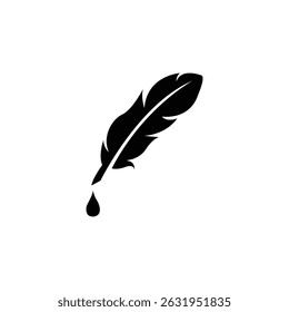 Pluma creativa con ilustración de Arte vectorial de silueta de gota de tinta.