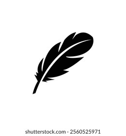 Creative feather silhouette icon vector art illustration.