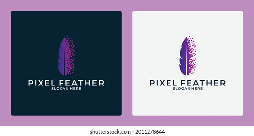 creative feather tech logo design template