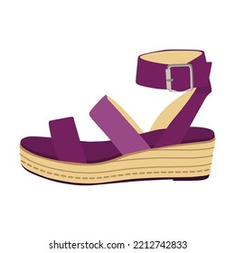 Creative female footwear flat picture for web design. Cartoon stylish seasonal summer sandals isolated vector illustration