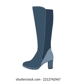 Creative female footwear flat picture for web design. Cartoon stylish seasonal autumn boots