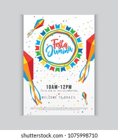 Creative Festa Junina Festival Poster Design Template A4 Size Vector Illustration